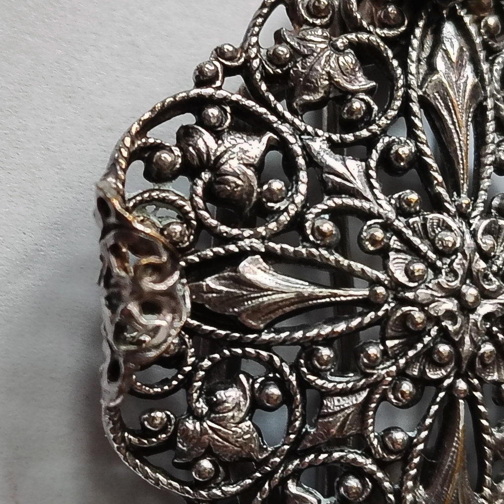 🗼A-F Paris France Brooch Art Nouveau Silver Filigree Clip Vintage - Picture 4 of 10